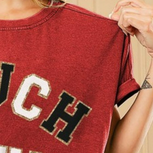 BiBi Touchdown Letter Loose Fit Vintage Washed Top - Picture 2 of 3